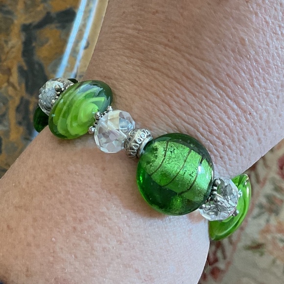 NWOT Hand blown hand made green glass Jewelry's Set - Picture 7 of 8